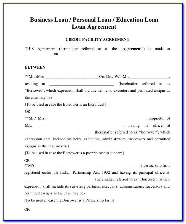 Simple Loan Agreement Template Free India