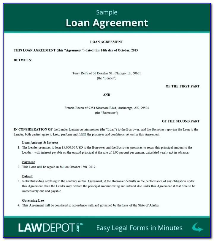 Simple Loan Agreement Template Free Uk