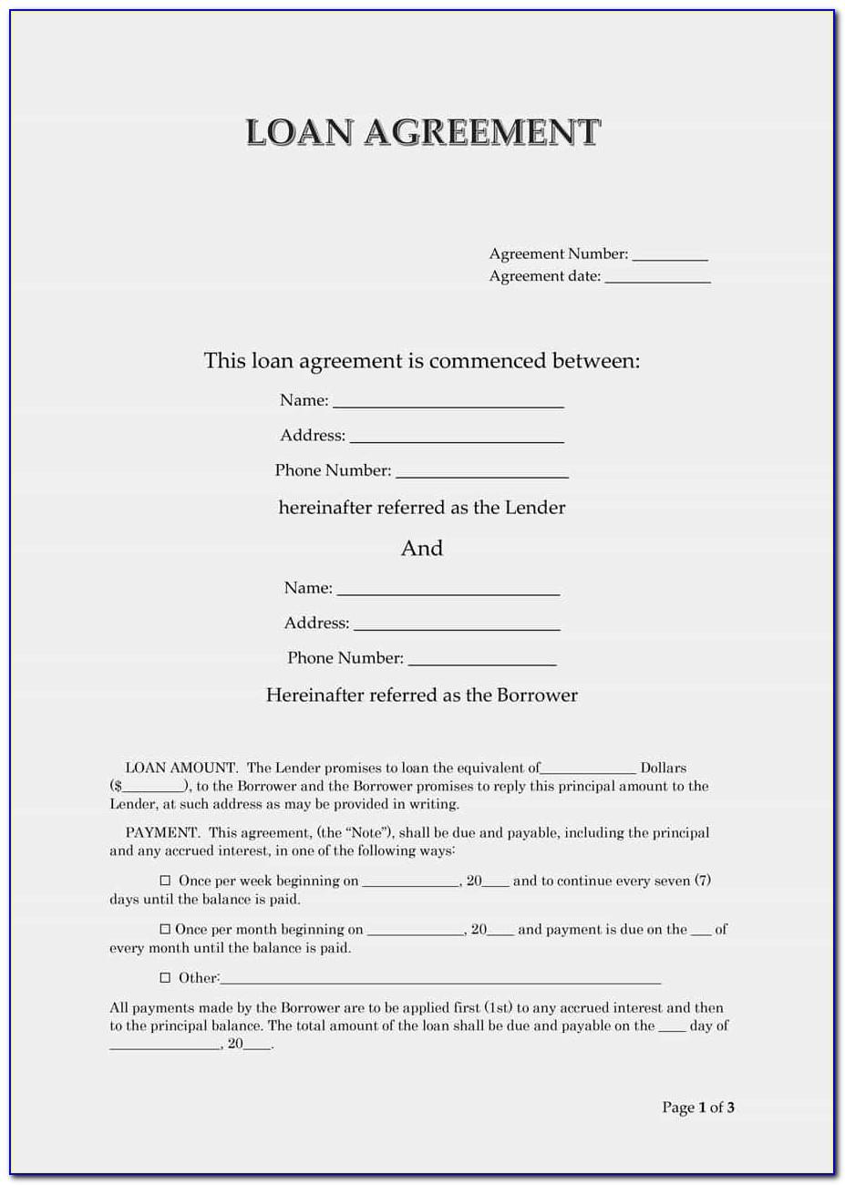 Simple Loan Agreement Template South Africa