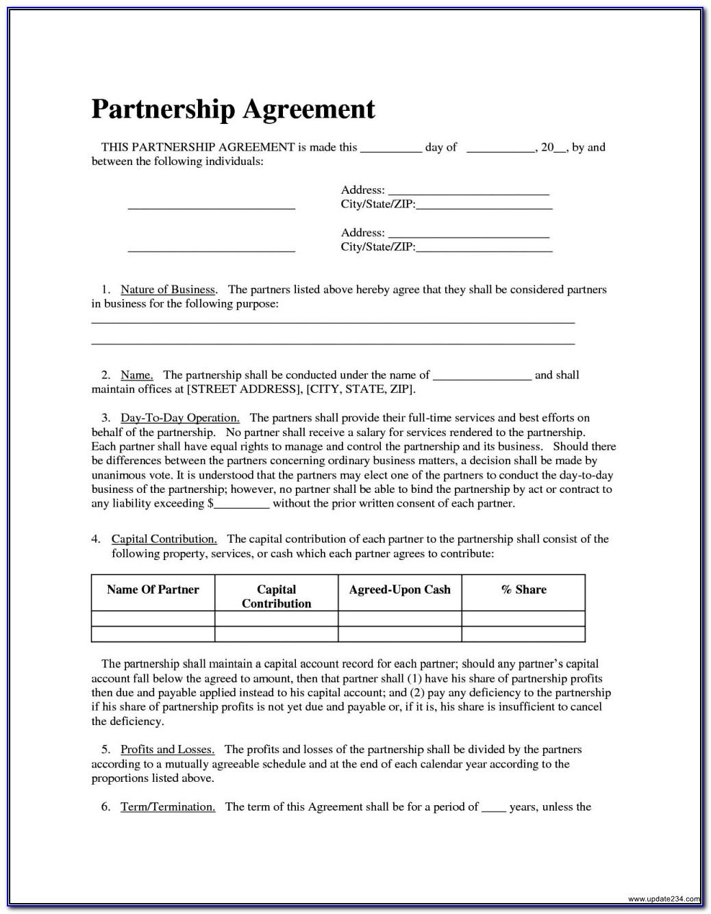 Simple Partnership Agreement Template Pdf