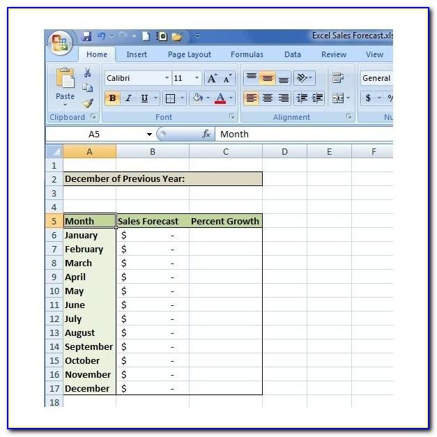 Simple Sales Forecast Template Excel