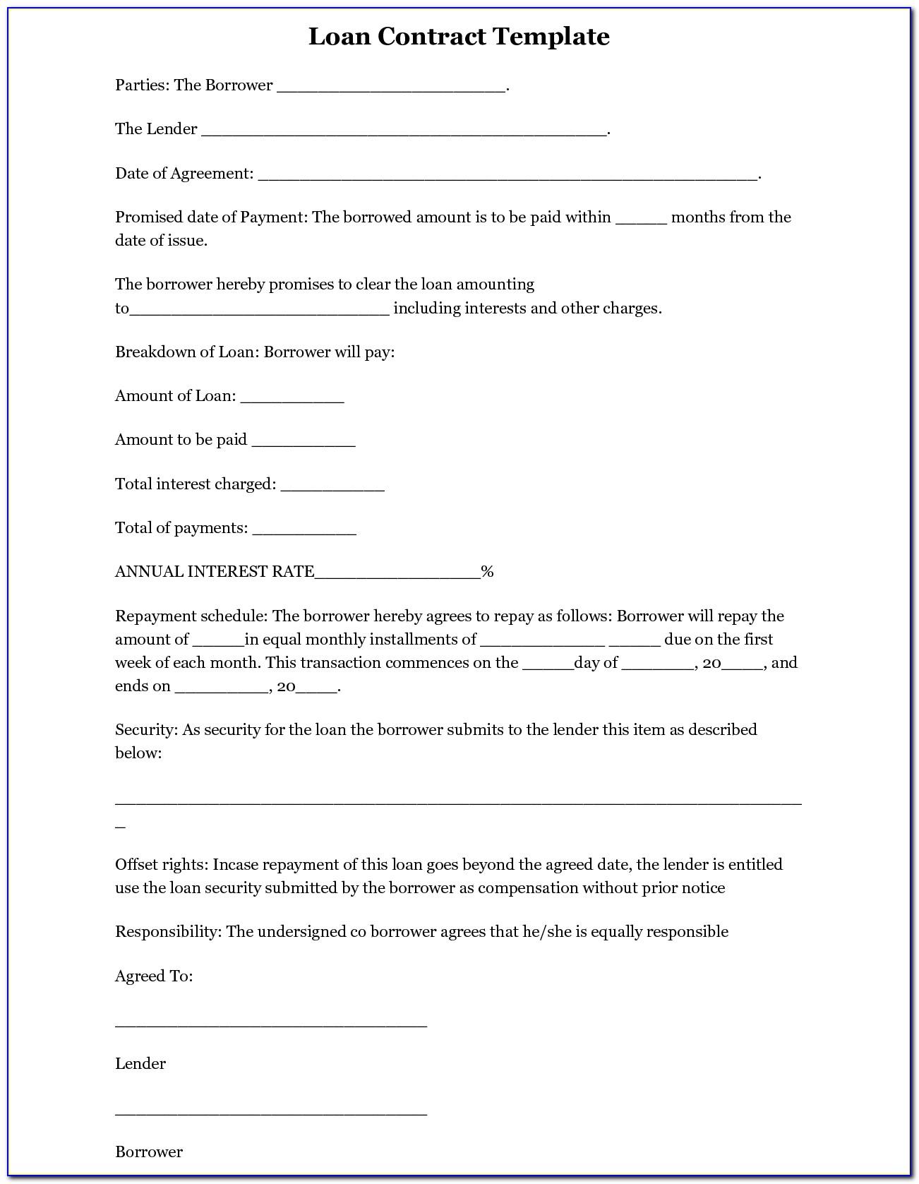 Simple Unsecured Loan Agreement Template Free