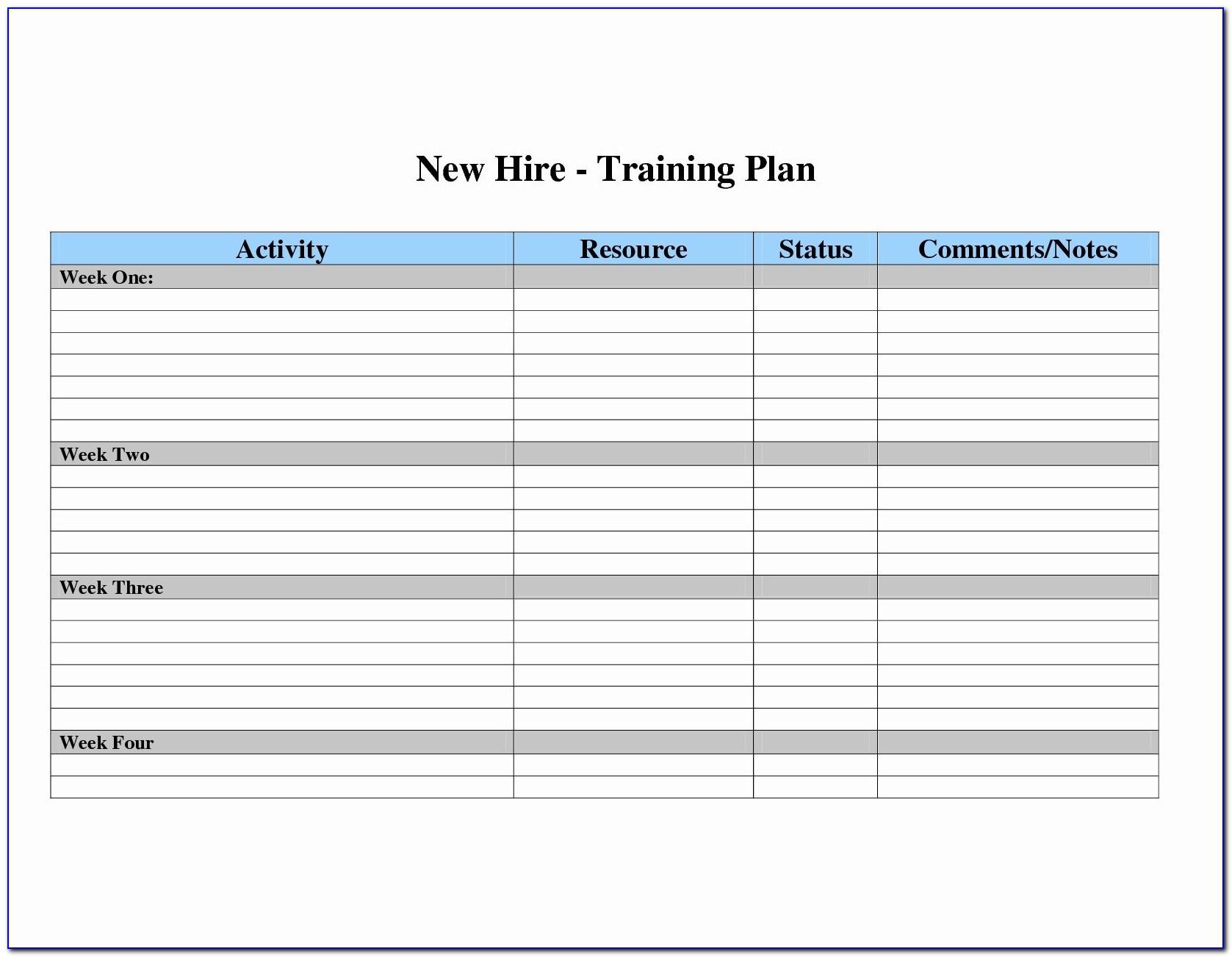 Staff Training Plan Template Excel