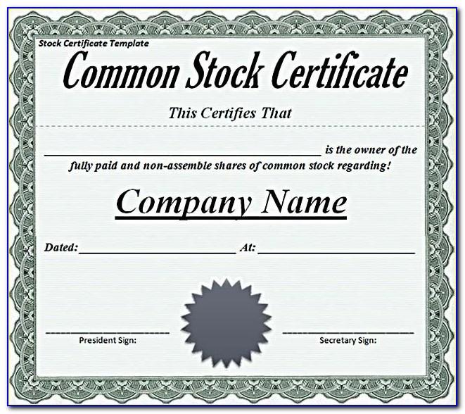Stock Certificate Template Ms Word