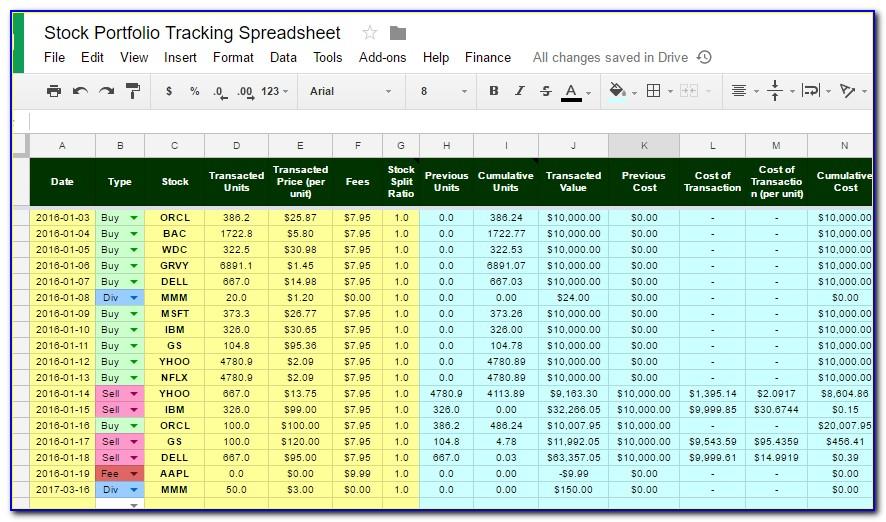 Stock Portfolio Excel Template Download