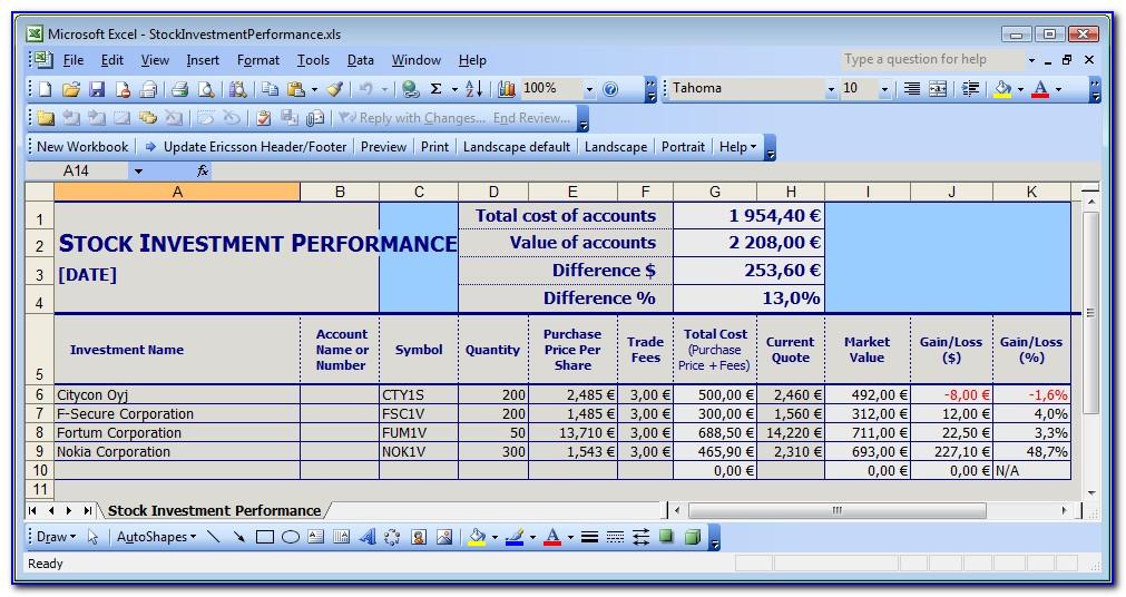 Stock Portfolio Tracker Excel Template