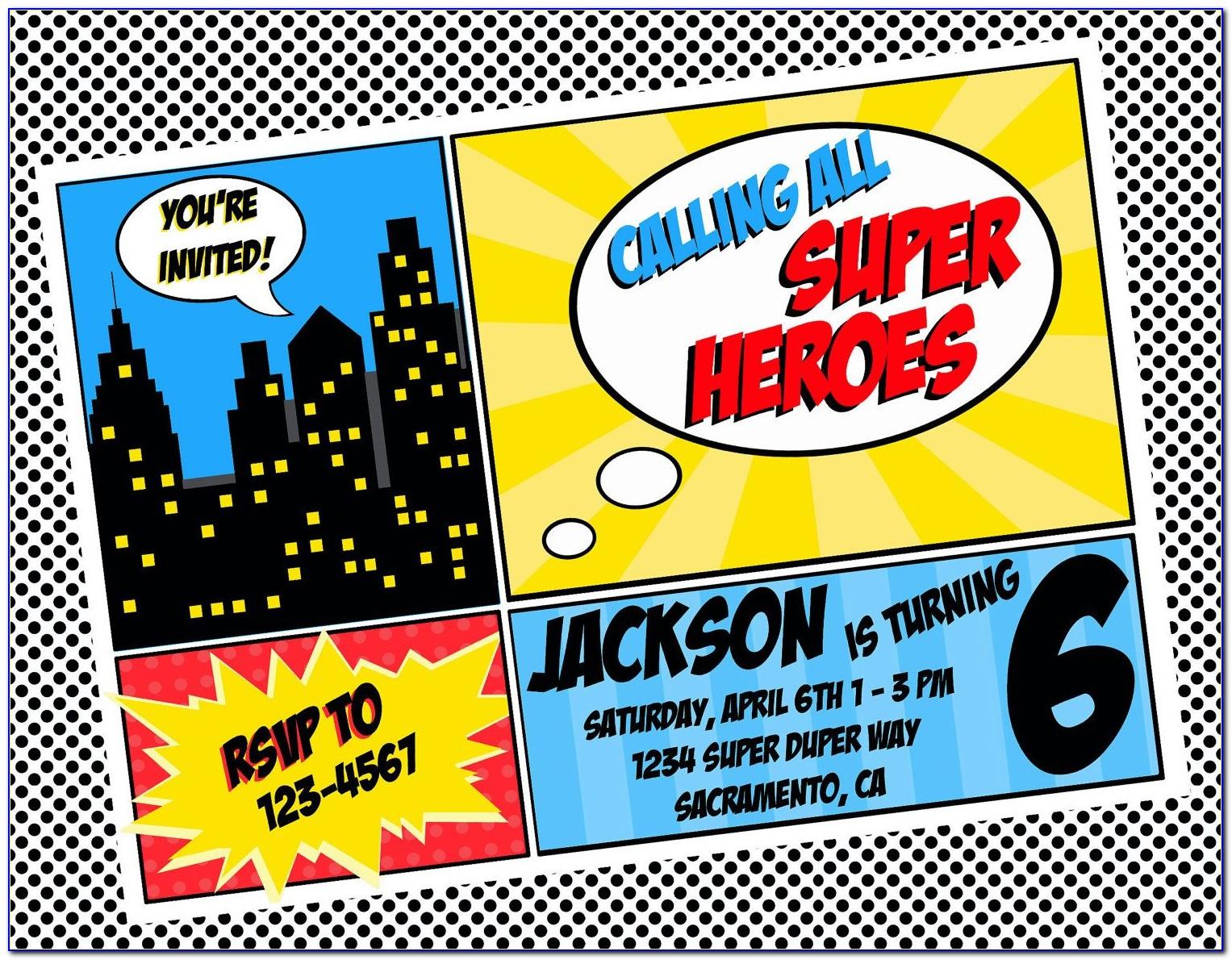 Superhero Birthday Party Invitations Templates Free