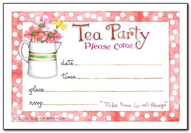 Tea Party Bridal Shower Invitation Template Free