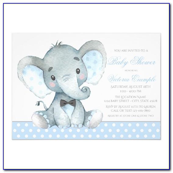 Teal Elephant Baby Shower Invitation Templates