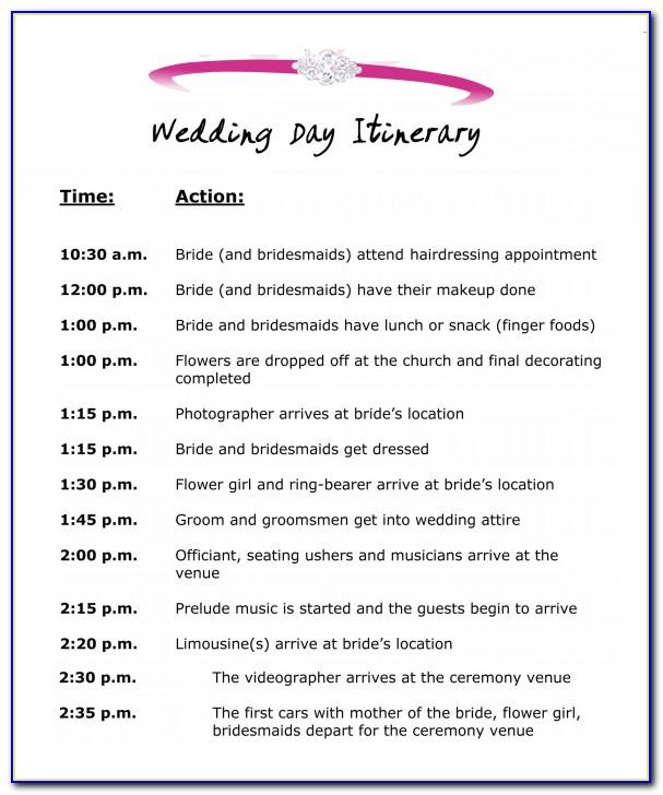 Wedding Day Agenda Template