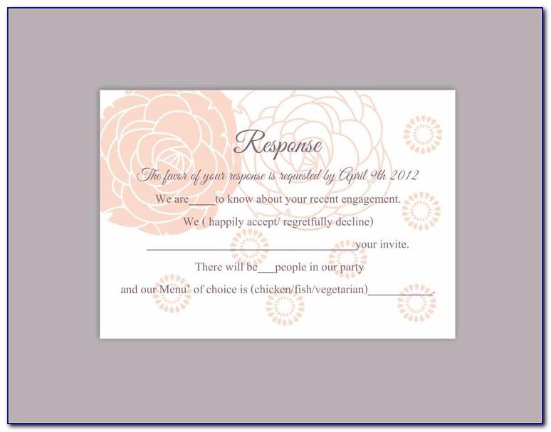 Wedding Menu Rsvp Card Template