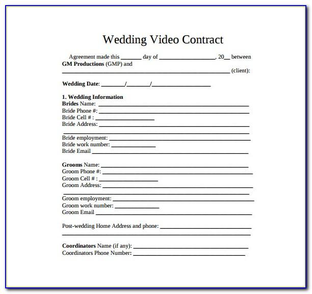 Wedding Videographer Contract Example