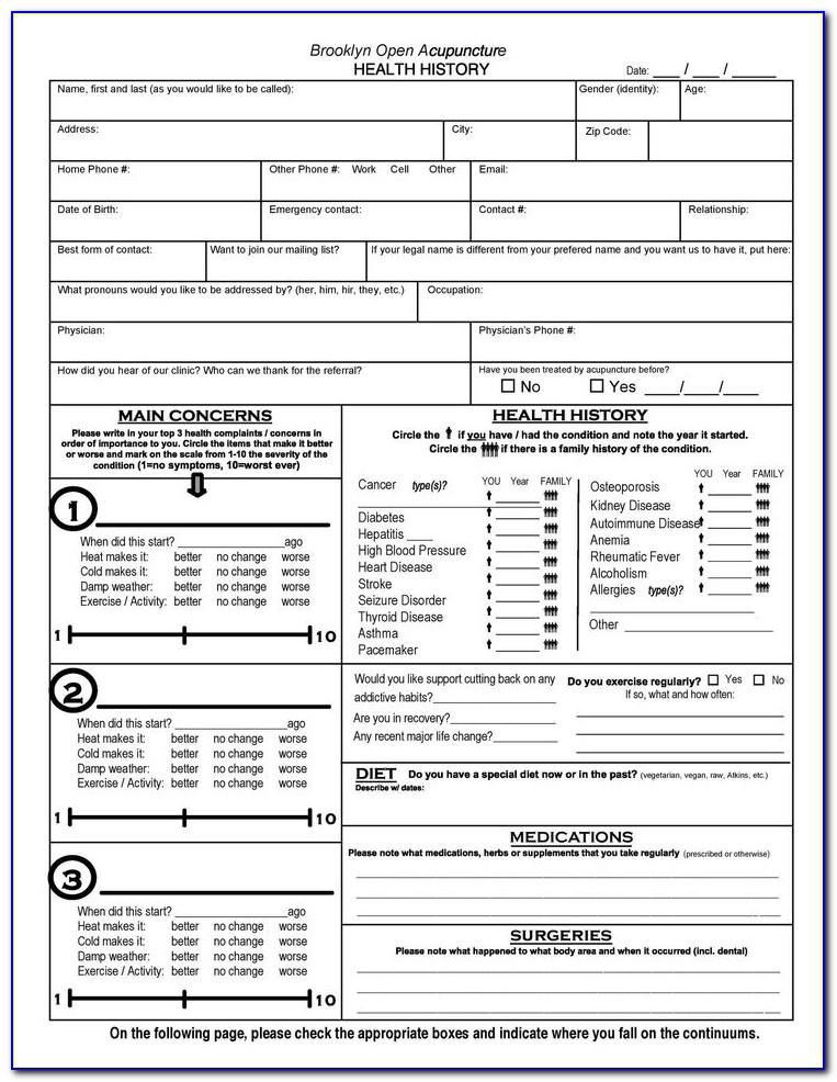 Acupuncture Intake Form Template Free