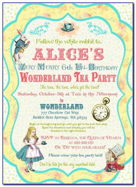 Alice In Wonderland Party Invitations Template Free