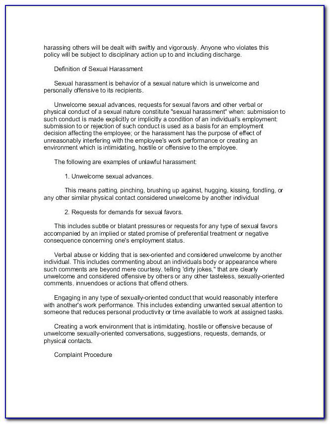 Anti Bullying And Harassment Policy Template