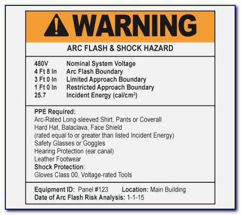 Arc Flash Warning Label Template