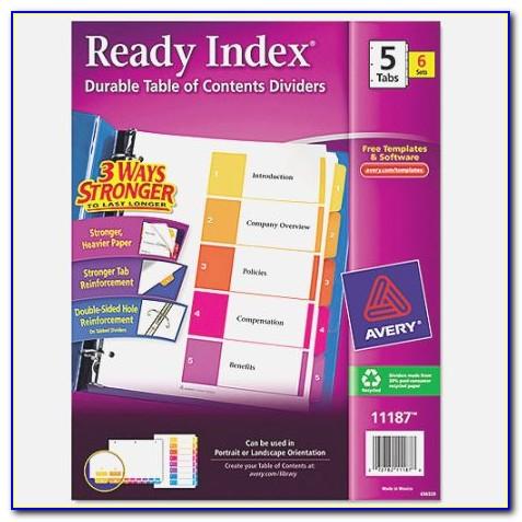 Avery Printable Tab Inserts 11136 Template