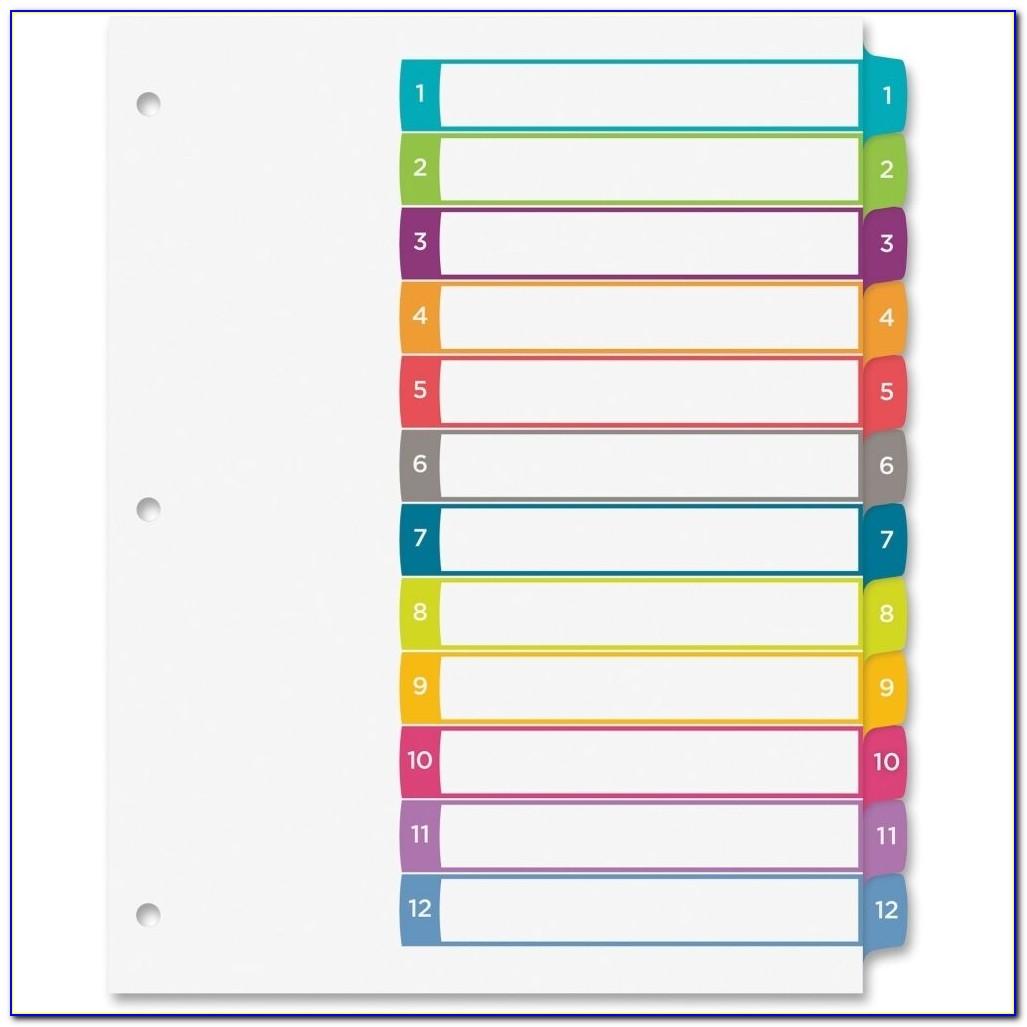 Avery Ready Index Dividers 12 Tab Template