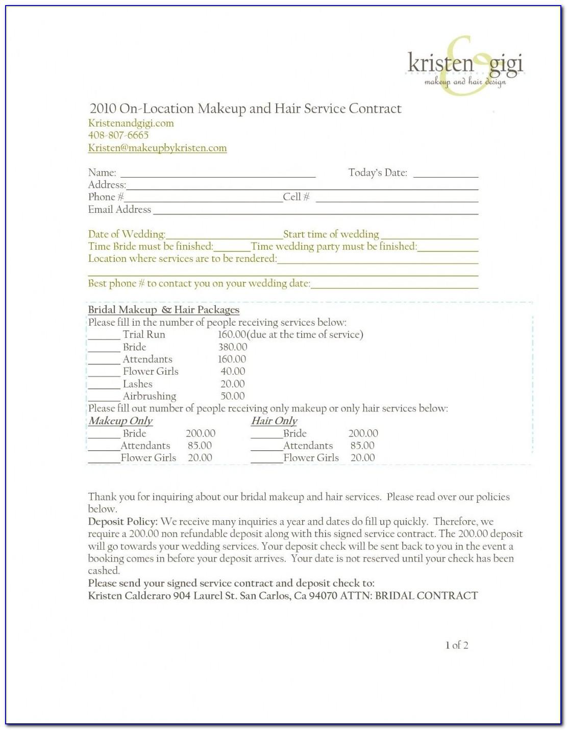 Bridal Makeup Contract Form