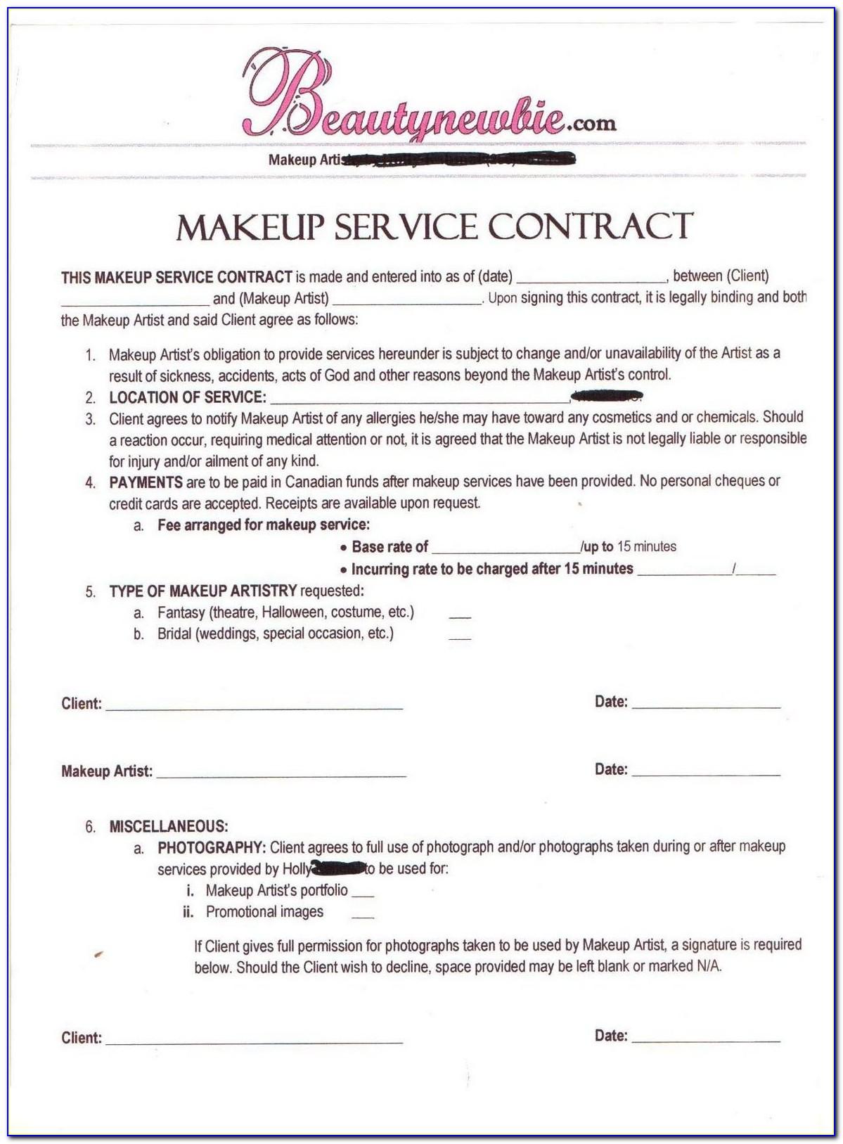 Bridal Party Makeup Contract Template