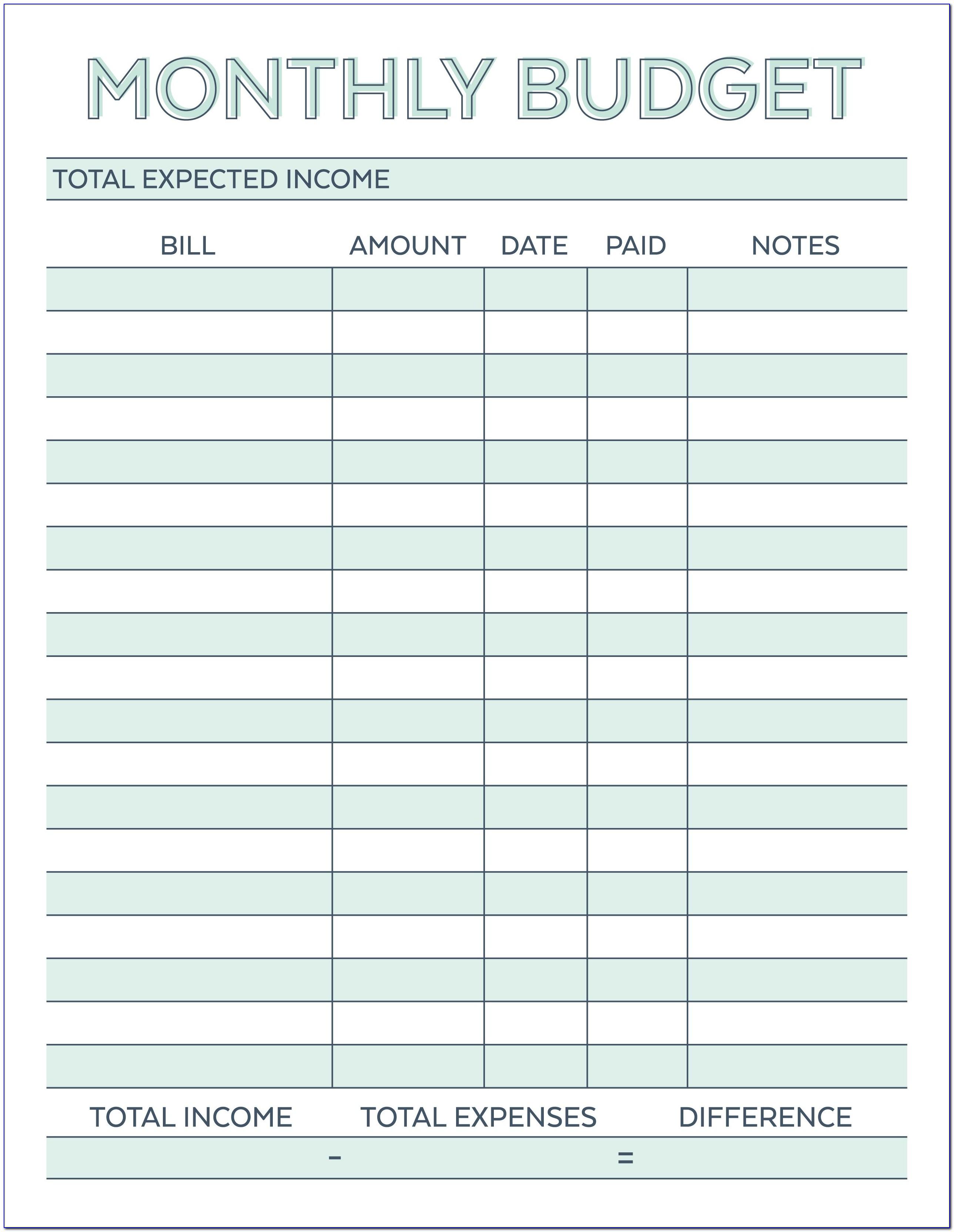 Budget Forms Excel Free
