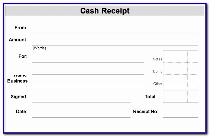 Cash Receipt Template Excel Free