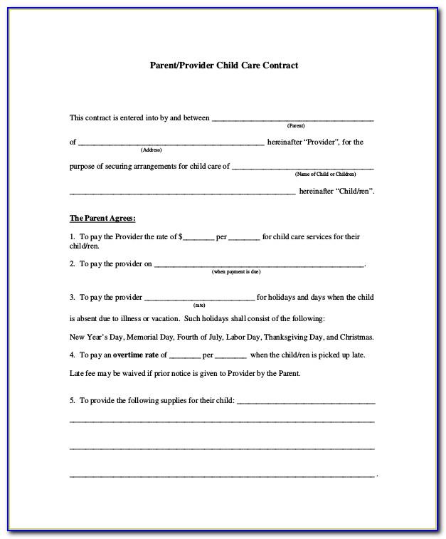 Childcare Contract Example