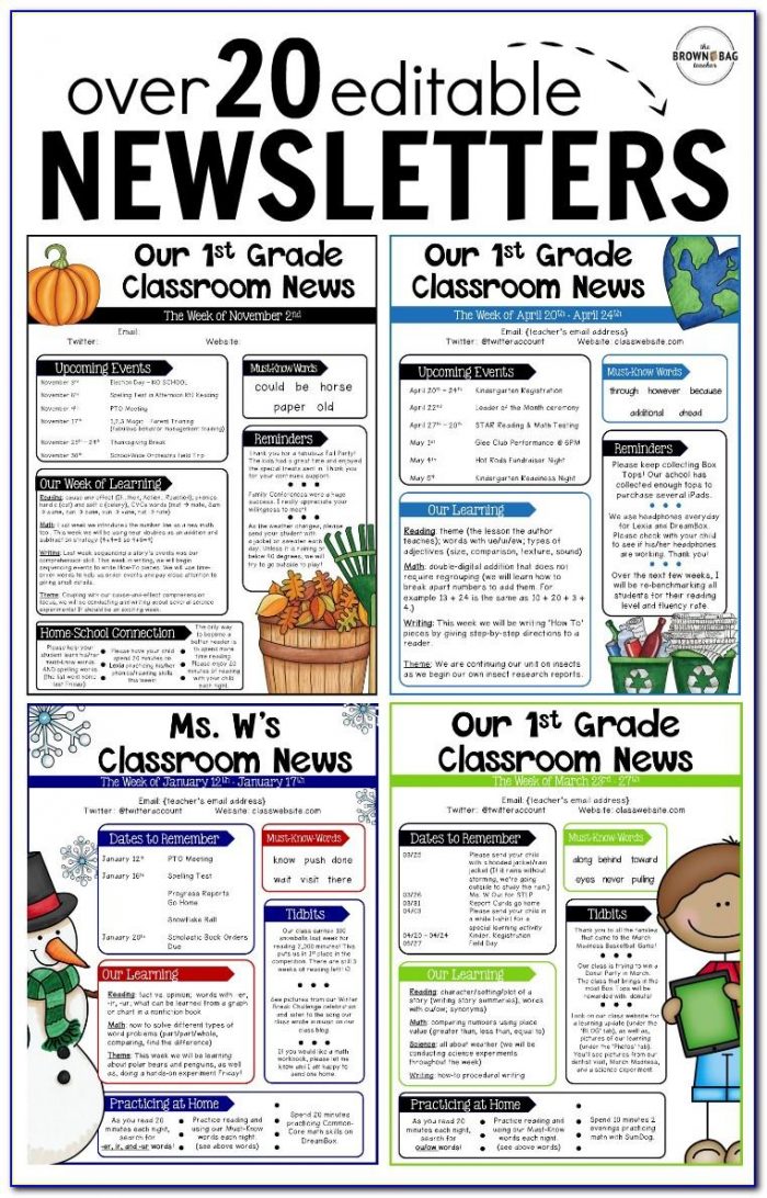 Classroom Monthly Newsletter Templates Free