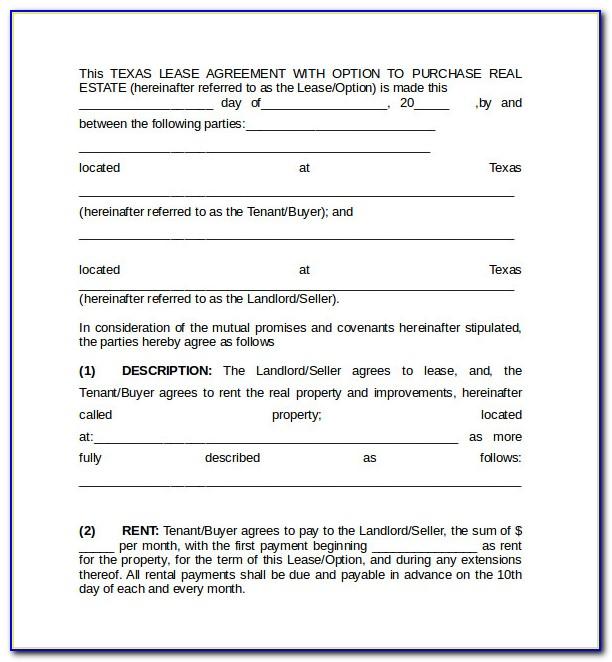 Commercial Lease Agreement Template Texas