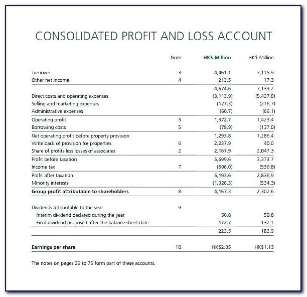 Consolidated Financial Statement Format