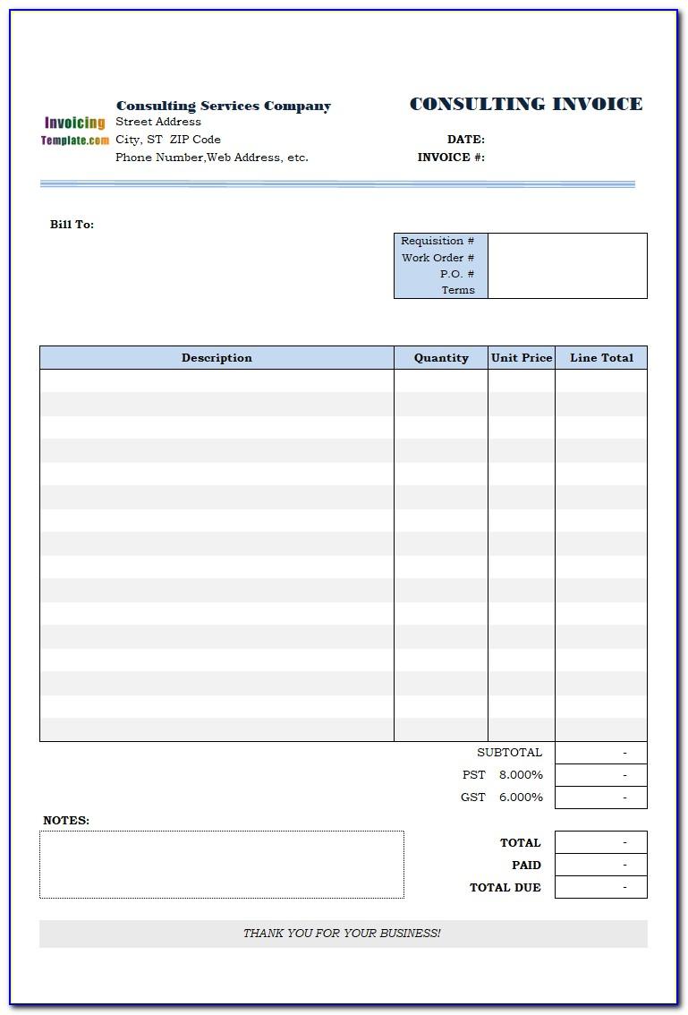 Consulting Invoice Template Microsoft Word