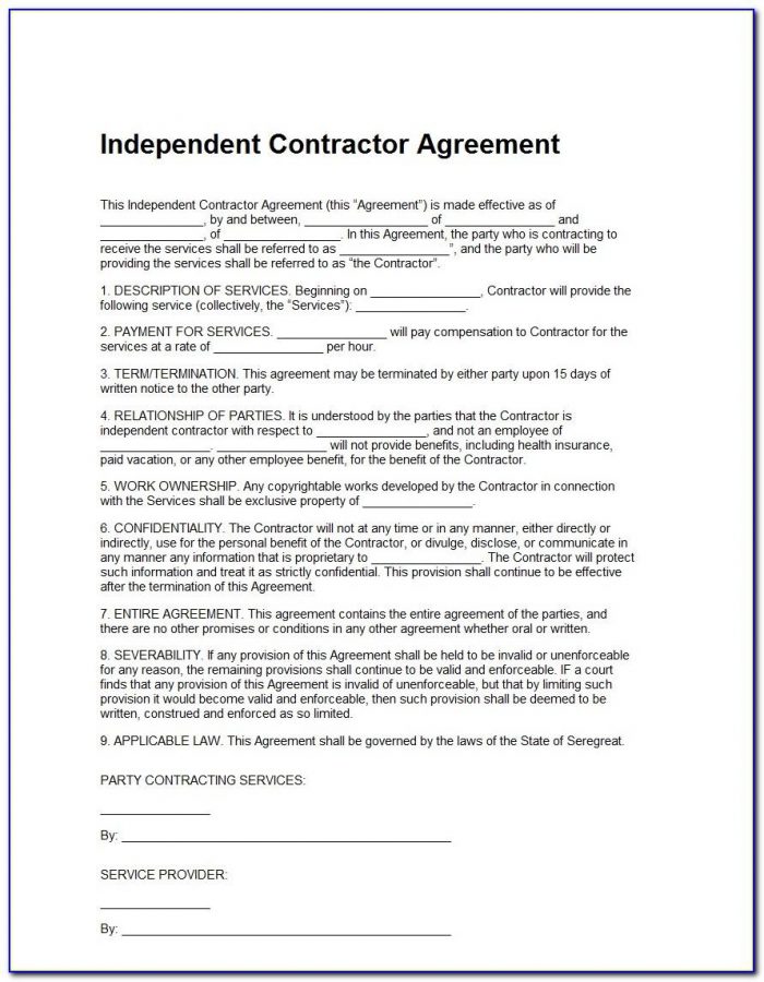 Contractor Contract Template Word