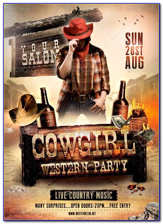 Country Night Western Flyer Template Free