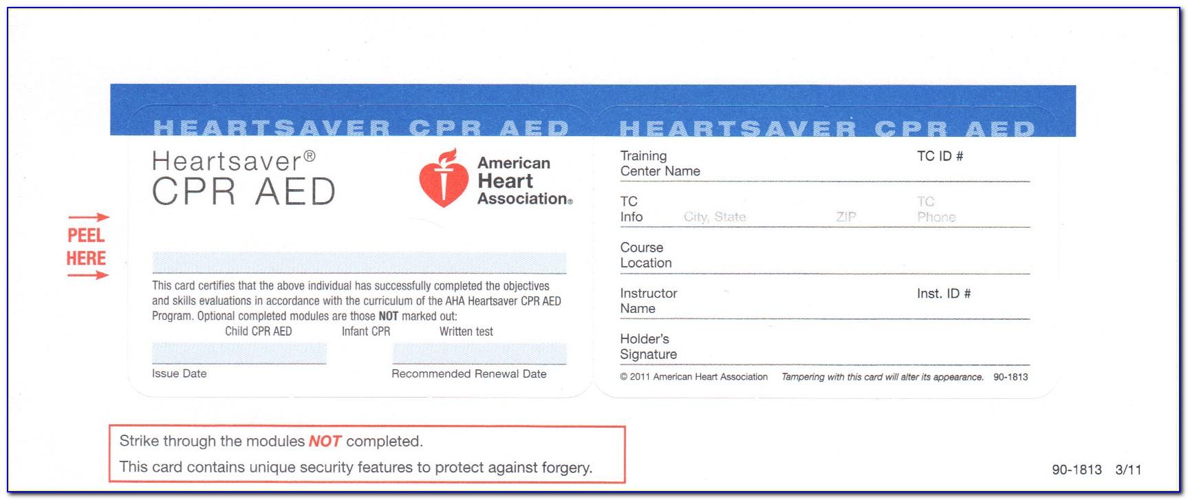 Cpr Card Template American Heart Association