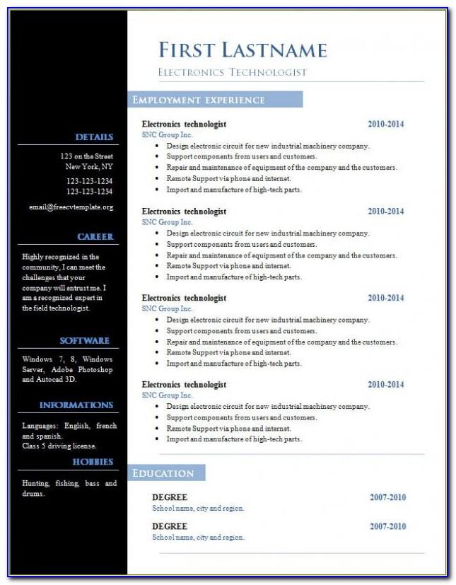 Cv Templates Free Download In Word