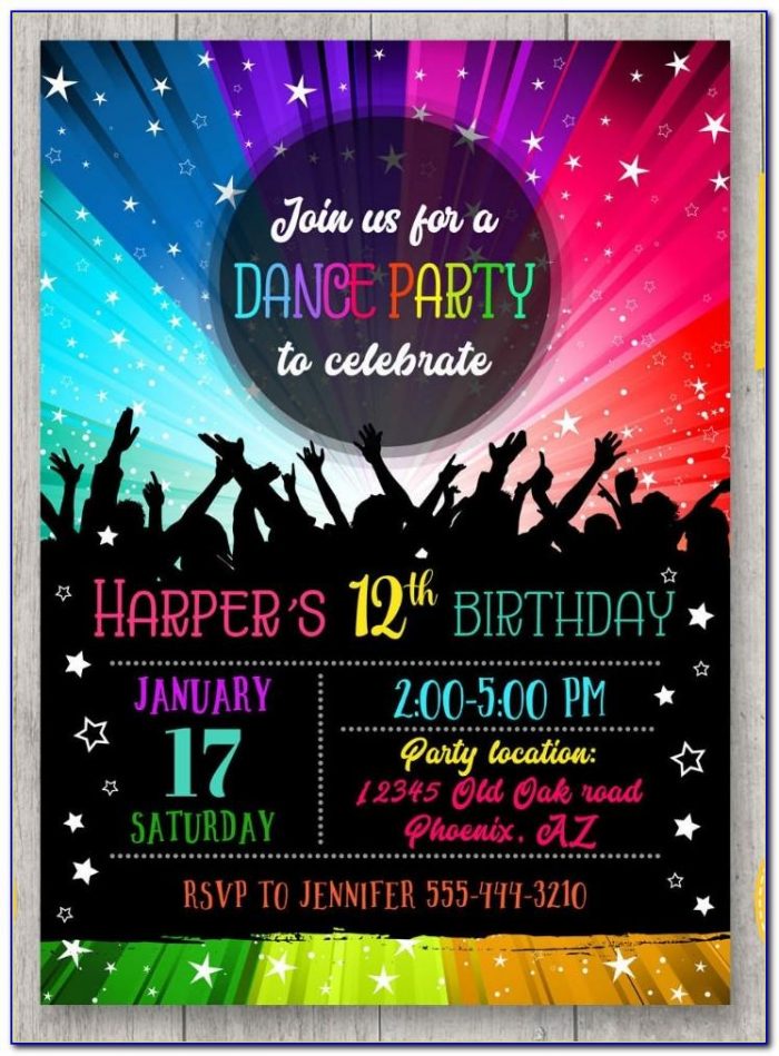 Disco Dance Party Invitations Template