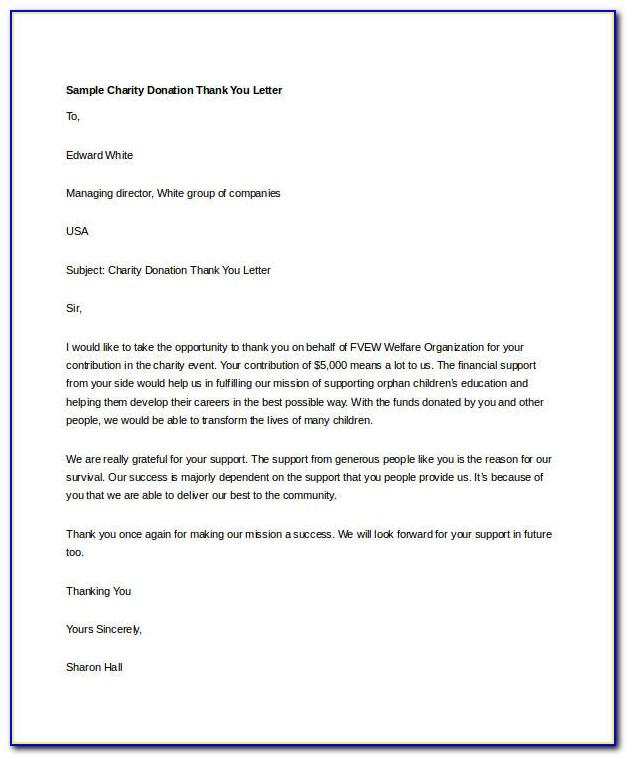 Donation Letter Thank You Template