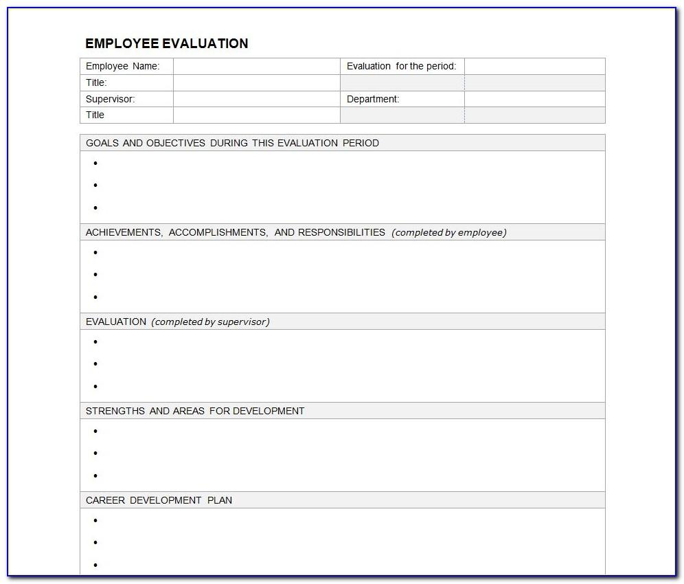 Employee Evaluation Templates Word