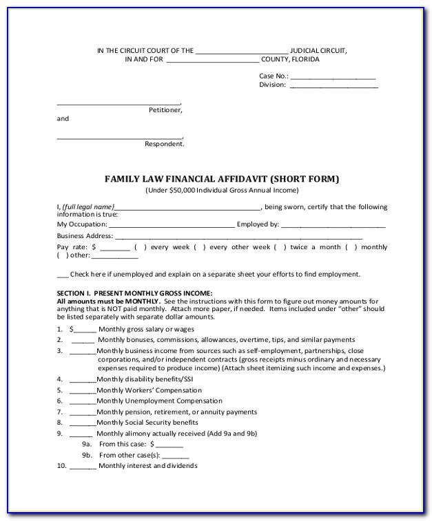 Example Affidavit For Family Court