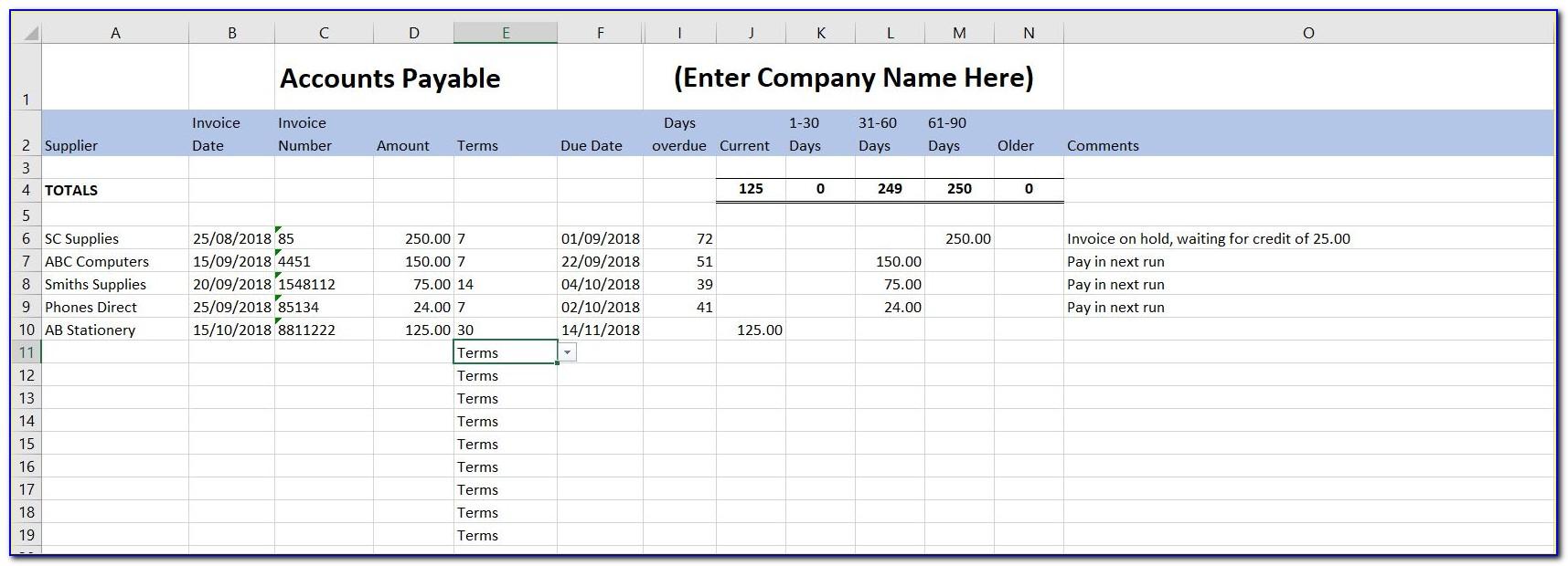Excel 2007 Accounting Templates Free Download