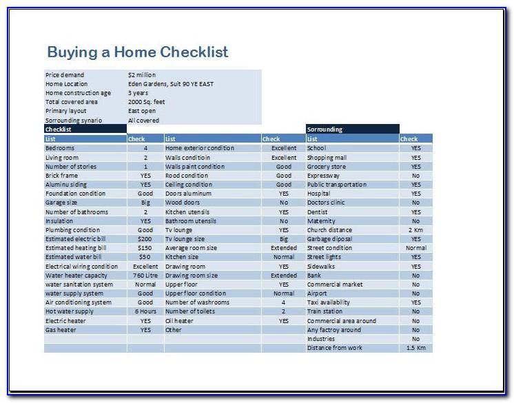 First Time Home Buyer Checklist Template