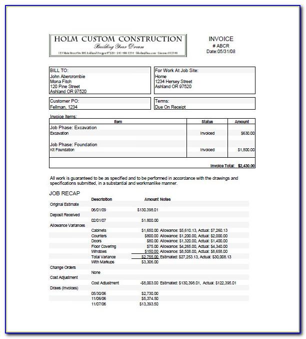 Free Builders Invoice Template For Word