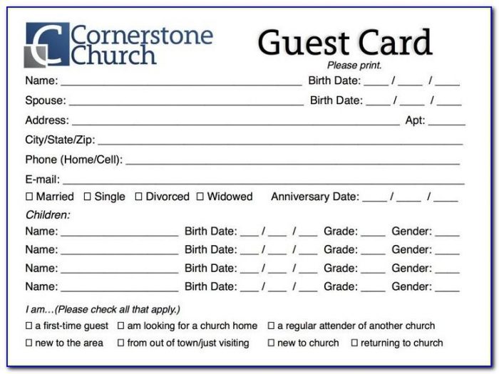 Free Church Visitor Card Template Doc