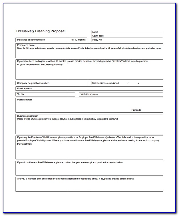Free Cleaning Bid Proposal Template