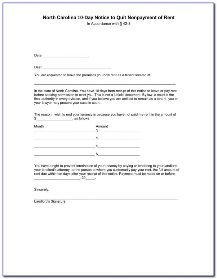 Free Eviction Notice Template Nc
