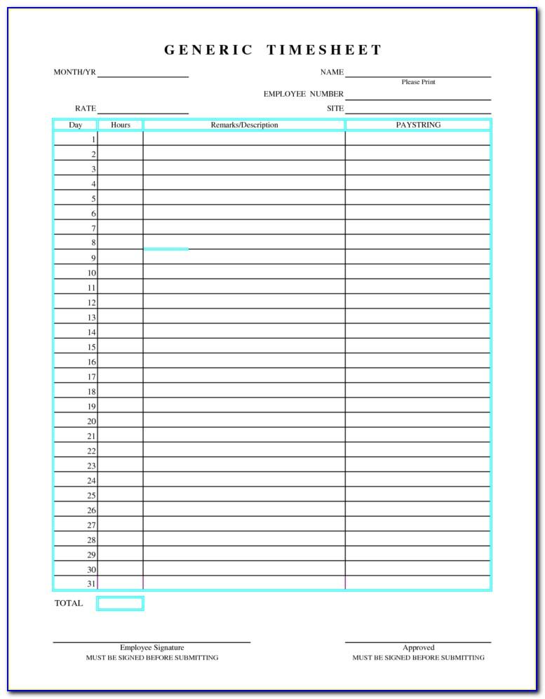 Free Excel Timesheet Template With Formulas For Multiple Employees