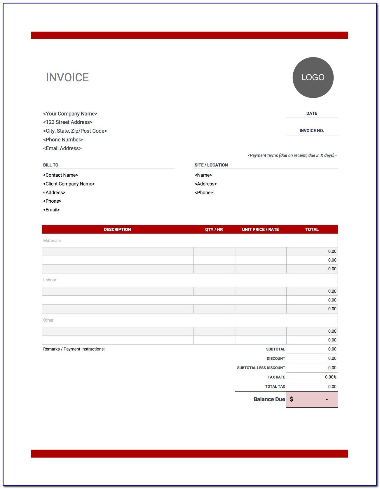Free Invoice Template For Builders