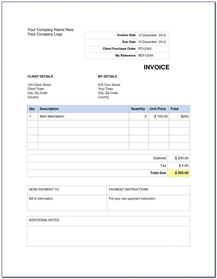 Free Invoice Template Word Uk