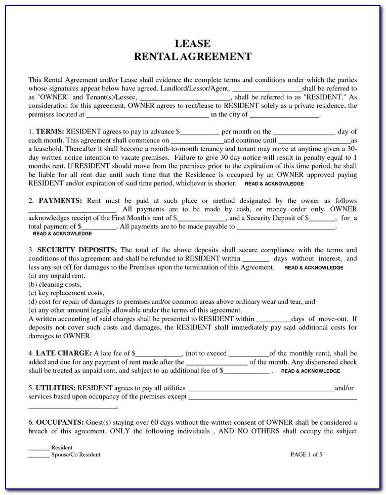 Free Lease Agreements Forms Printable