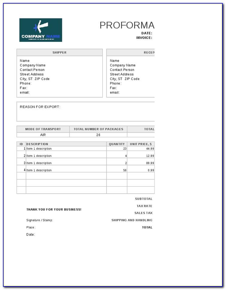 Free Moving Company Invoice Template